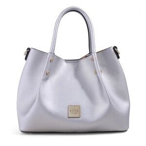 EVVE Saffiano Colombo Tote Silver Metallic